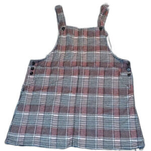 SO bib dress  pink & brown plaid, Size XL
